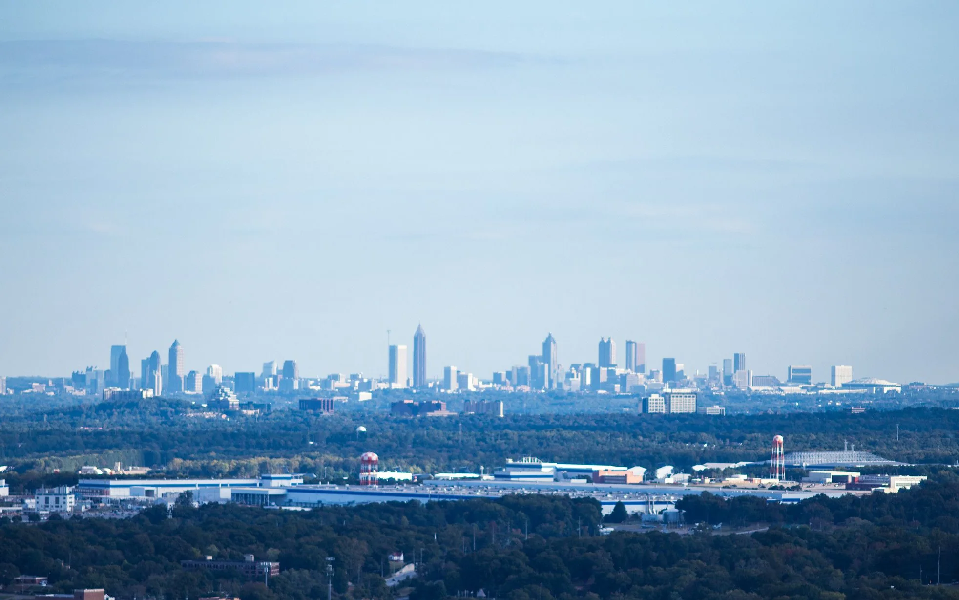 The Atlanta skyline on a clear day, seen from Kennesaw Mountain