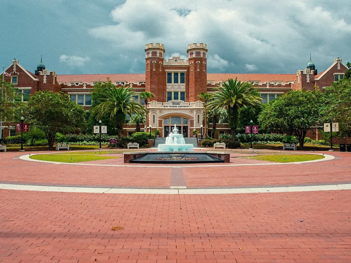 Westcott Building, Florida State University. The Westcott Building and fountain at Florida State University in Tallahassee